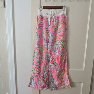 Lilly Pulitzer XS Beach Pant Linen Pink Pout Shellabrate Vacation Pants